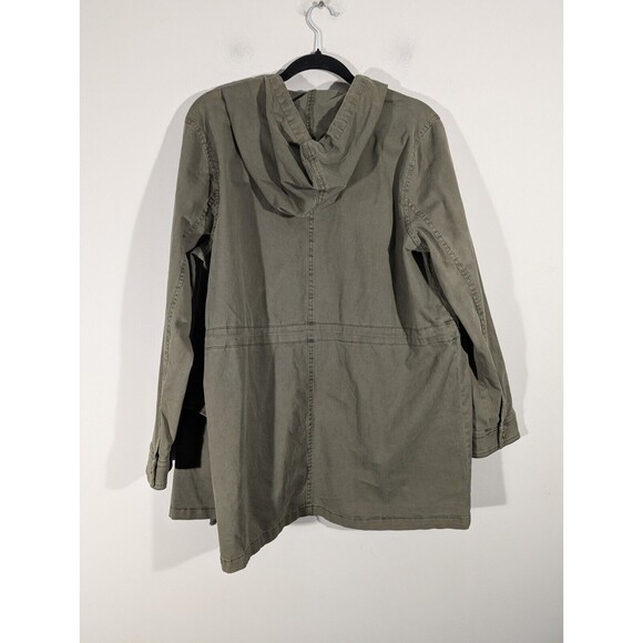 NWT Lucky Brand Jacket Women L Green Hooded Utility Full Zip Military Field - Picture 2 of 8